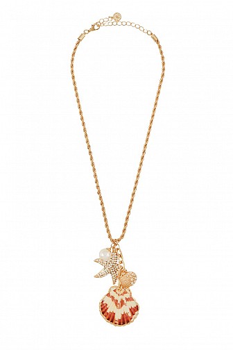 STARFISH AND SEASHELL WITH PEARL ACCENT NECKLACE