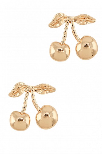 METAL CHERRY SHAPE STUD EARRING