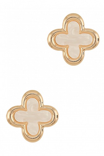 LARGE METAL COLORED CLOVER STUD EARRING