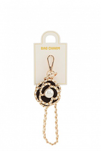 LACE CHAIN LINK PEARL ROSE BAG CHARM