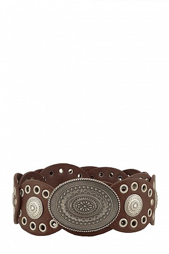 Hollow Oval Disc Linked Metal Buckle Belt