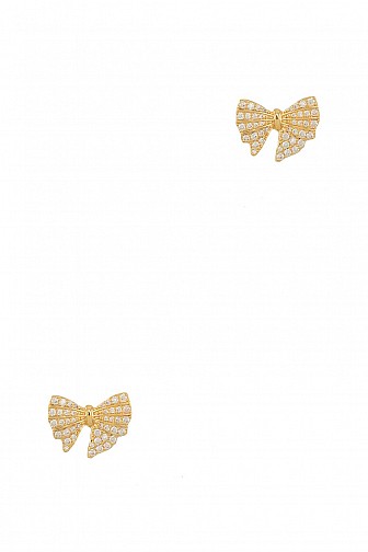 Rhinestone Curved Bowtie Stud Earring