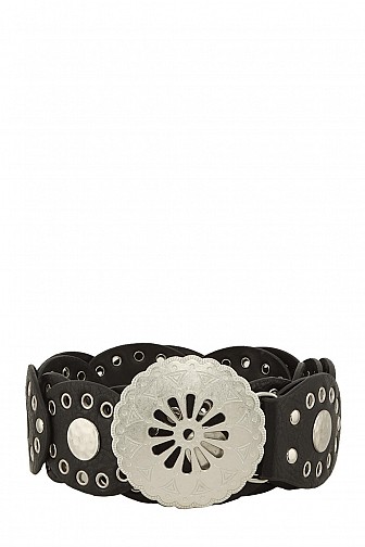 HOLLOW OVAL DISC METAL FLOWER BUCKLE BELT