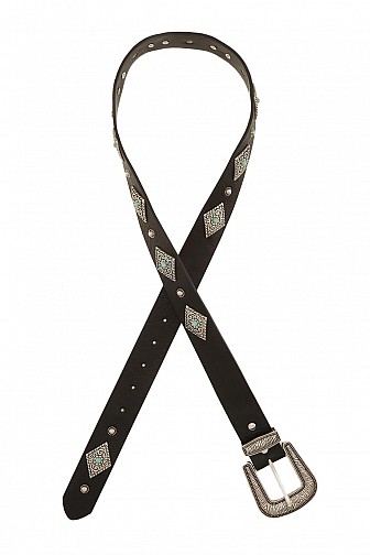 TURQUOISE BEADED DIAMOND DISC WESTERN CONCHO BELT