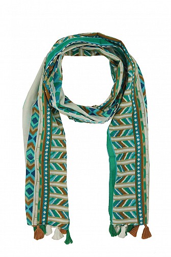 AZTEC DESIGN PRINT LONG SCARF