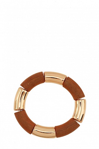 METAL AND WOOD ELASTIC BRACELET