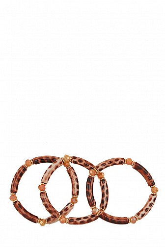 RESIN LEOPARD CURVE STRETCH BRACELET SET