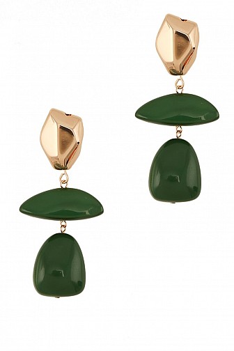 GEOMETRIC RESIN STONE BEADED DROP EARRING
