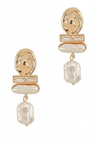 ABSTRACT METAL PEARL SHAPE DROP EARRING