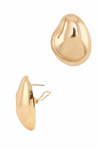 LARGE METAL TEARDROP CLIP STUD EARRING