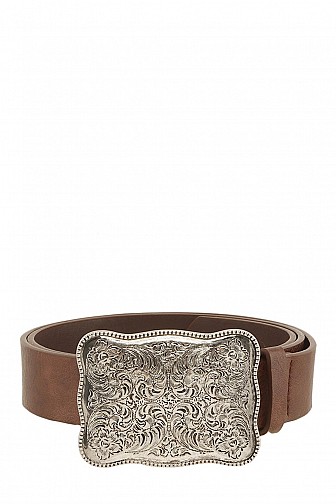 WESTERN EMBOSSED METAL BUCKLE BELT
