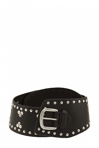 METAL BEAD STUDDED CURVED SASH BELT