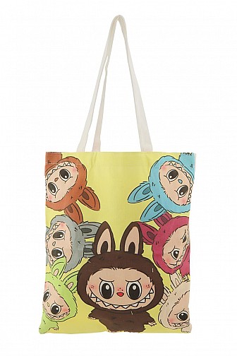 YELLOW CARTOON CHARACTER CANVAS TOTE BAG
