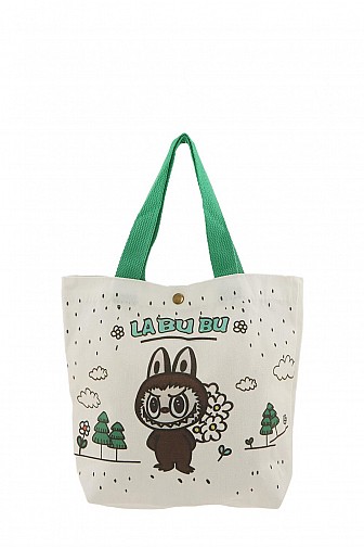 GREEN CARTOON CHARACTER CANVAS MINI TOTE BAG