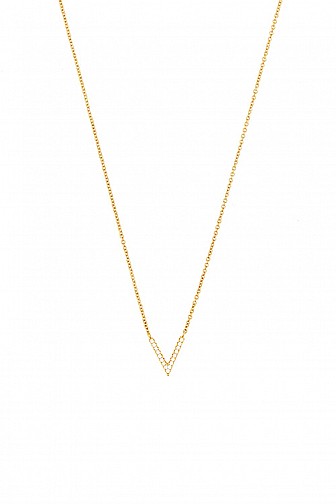 6PCS CRYSTAL PAVE V CHARM NECKLACE