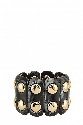 ACRYLIC RESIN METAL STUD ELASTIC BANGLE BRACELET