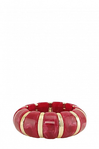 ACRYLIC RESIN STRIPED ELASTIC CUFF BRACELET