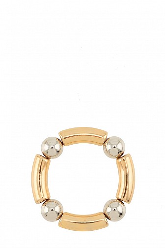 METAL CURVED TUBE CIRCLE LINKED BEADED BRACELET