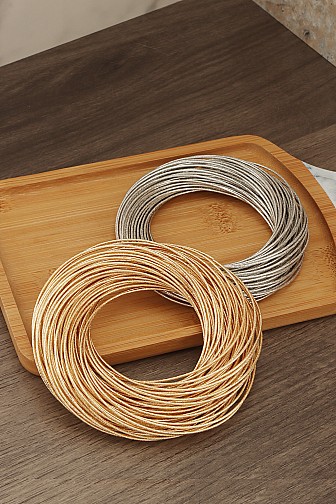 74 COIL PC STACKED METALLIC COIL CHAIN BRACELET 