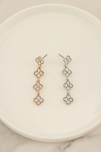 PAVE CLOVER CHAIN DANGLE EARRING