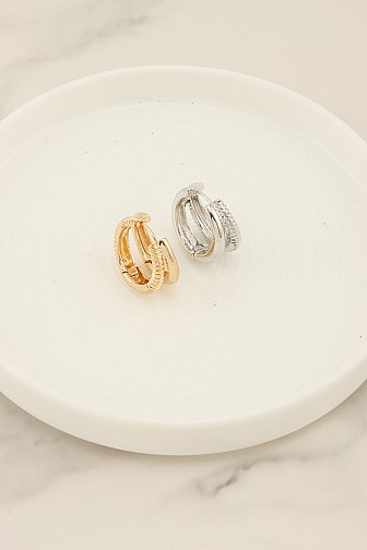 MIXED METAL MULTI-LAYER HUGGIE HOOP EARRING