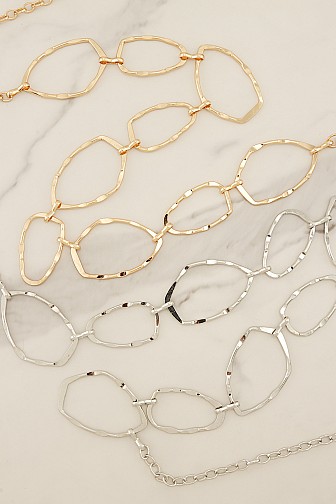 HAMMERED ORGANIC GEOMETRIC LINK CHAIN BELT