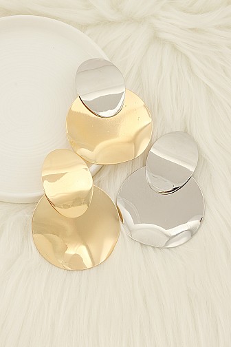 STATEMENT POLISHED DOUBLE DISC DROP EARRING