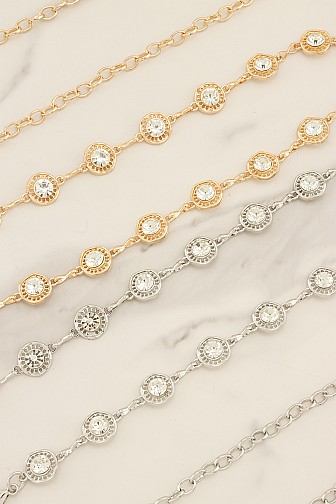 CIRCULAR RHINESTONE METAL LINK CHAIN BELT