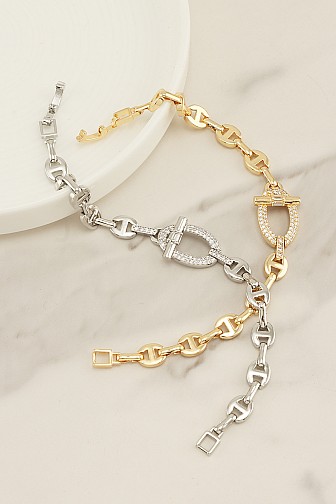 RHINESTONE MARINE LINK CHARM BRACELET