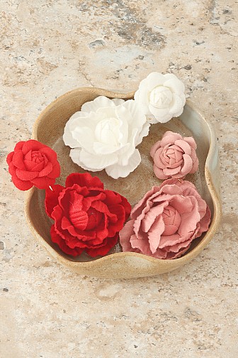 VELVET LAYERED ROSE DROP EARRING