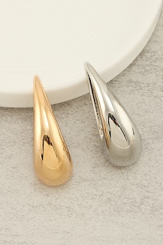 LONG HOLLOW TEARDROP HOOP EARRING