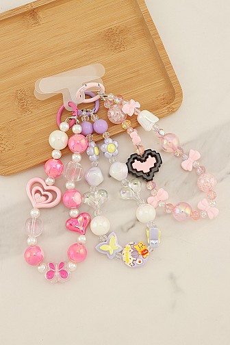 PEARL AND METALLIC BEAD PHONE WRISTLET STRAP