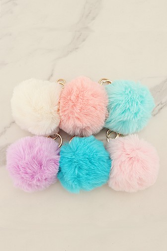 COLORFUL FAUX FUR POM POM BAG CHARM