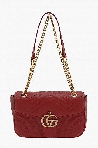 CHEVRON QUILTED LOGO CROSSBODY BAG