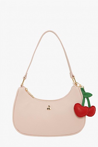 STRAWBERRY CHERRY CHARM CRESCENT CROSSBODY BAG