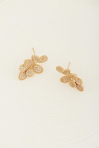 HANGING PAVE FLOWER STUD EARRING