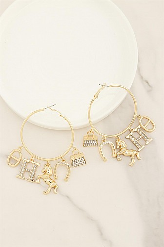 EQUESTRIAN CHARM STATEMENT HOOP EARRING