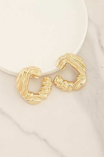 TEXTURED GILDED RIPPLE DROP EARRING