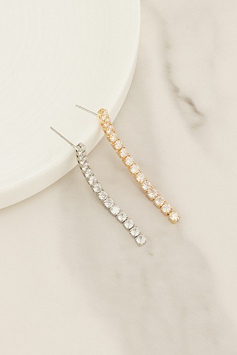 LINEAR RHINESTONE STRAND DROP EARRING
