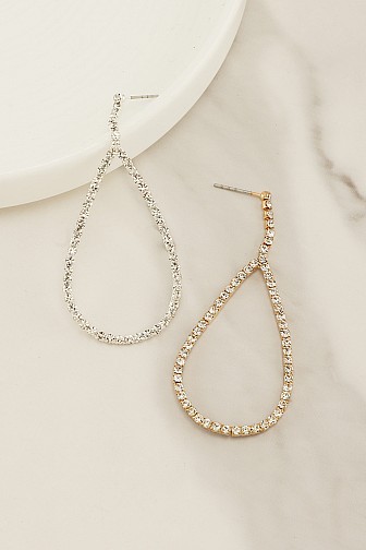 RHINESTONE OPEN TEARDROP DROP EARRING