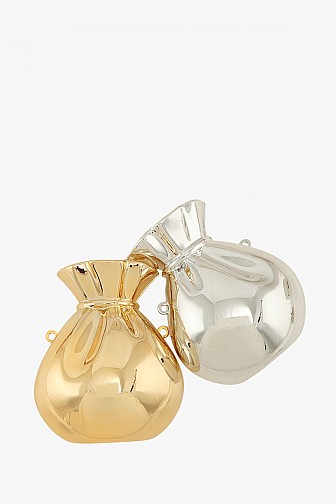 SCULPTURAL METALLIC POUCH CLUTCH BAG