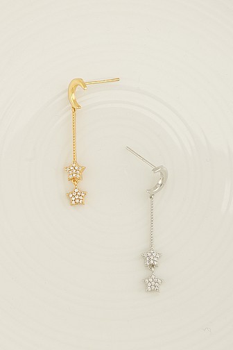 CELESTIAL MOON & STAR DANGLE EARRING