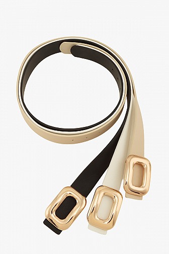 SLEEK RECTANGULAR BUCKLE PU LEATHER BELT