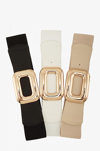 WIDE ELASTIC RECTANGULAR BUCKLE BELT