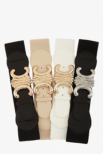 ORNATE METALLIC CREST ELASTIC WAIST BELT