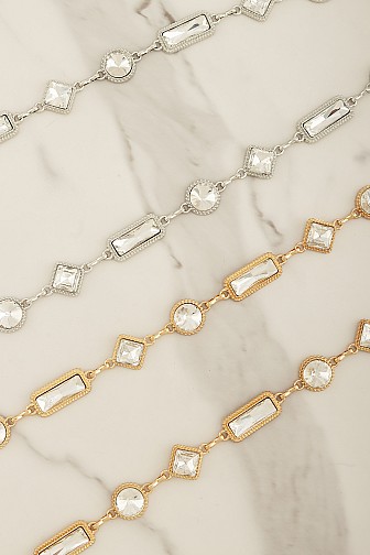 ARTISAN MIXED-CUT CRYSTAL CHAIN BELT