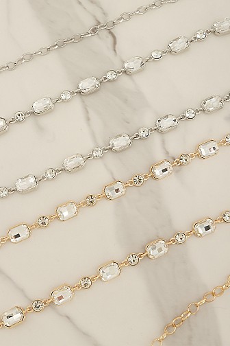 EMERALD-CUT CRYSTAL CHAIN BELT