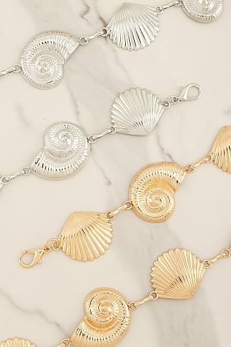 GILDED COASTAL SHELL CHAIN BELT