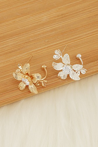 TEXTURED ORCHID GEMSTONE C-HOOP EARRING