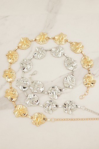 ABSTRACT SCULPTURAL FLORAL CHAIN BELT